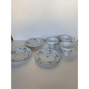 6 Pc Lot Johann Haviland "Blue Garland" Tea Cup & Saucer